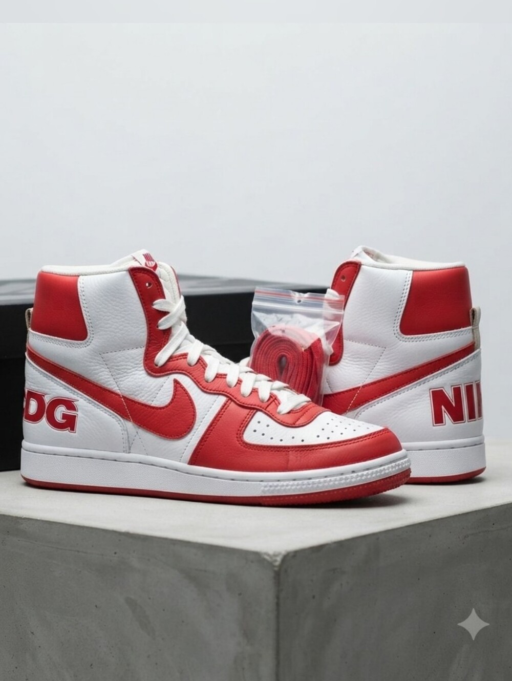 Nike Terminator High SP White University Red CDG Size 9.5 (FD4159-102) NEW